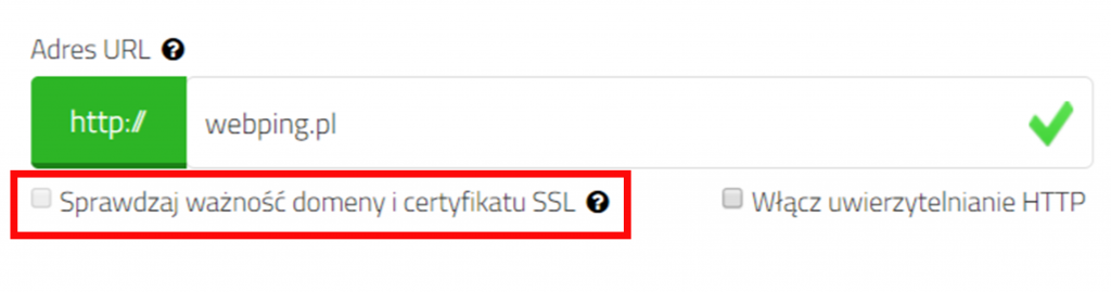 WebPing.pl - monitoring ważności domeny i SSL